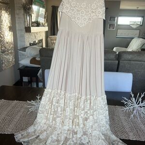 Elegant Cream Lace Maxi Dress